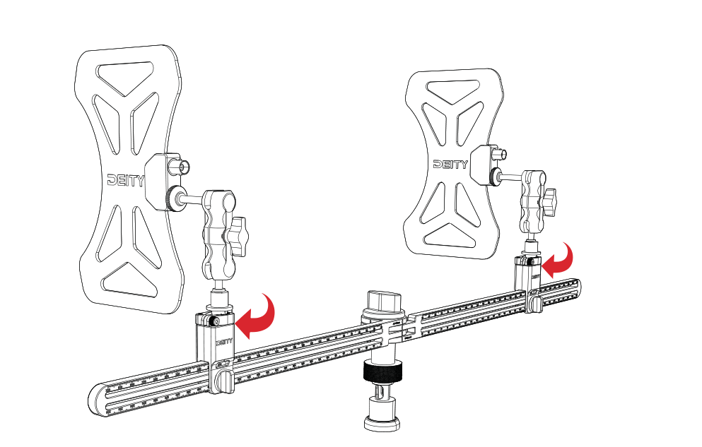 Two BF1 antennas mounted on an antenna bar for a rack or cart setup