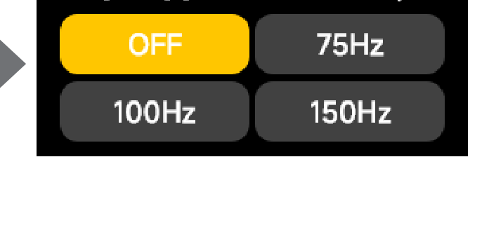 DXTX LOW CUT options: OFF, 75Hz, 100Hz, 150Hz