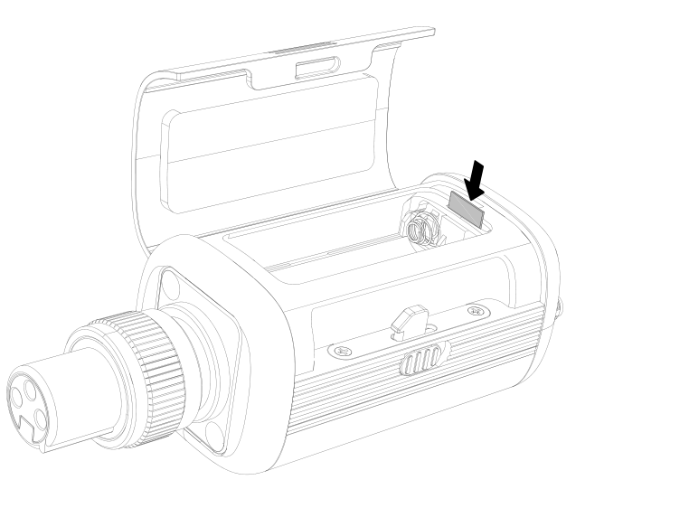 Inserting the microSD card into the slot in the DXTX battery compartment