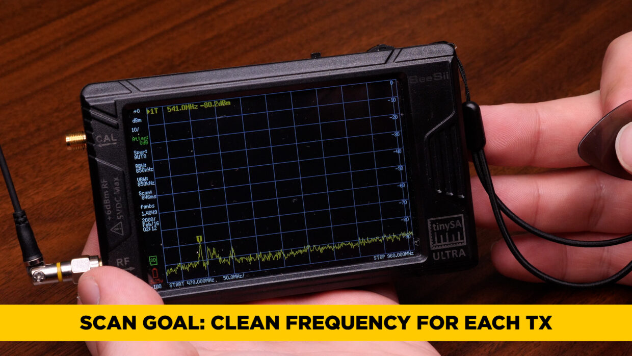 RF scanner showing nearby frequencies