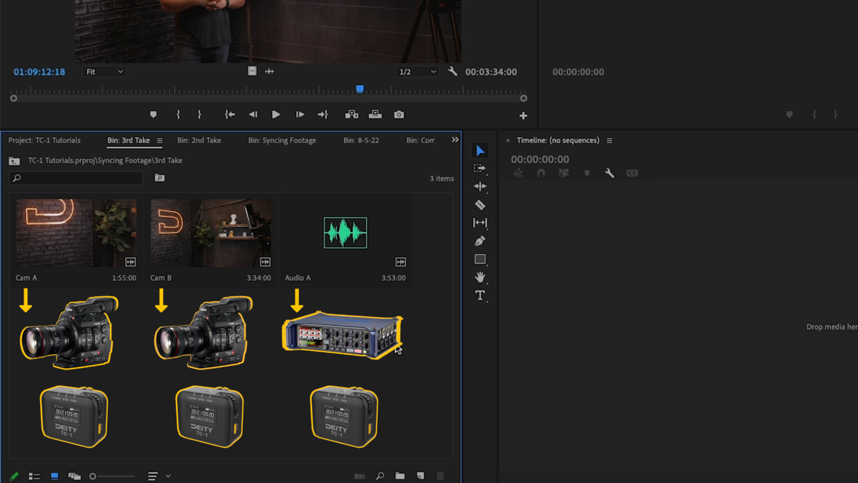adobe premiere. Media browser
