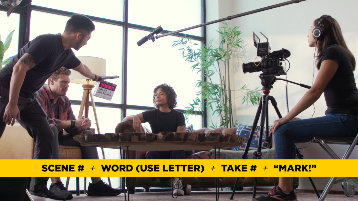 Deity TC-SL1 timecode slate. 2nd AC marking a take