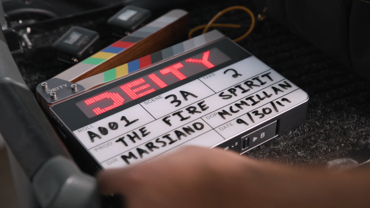 Deity TC-SL1 timecode slate on sound cart