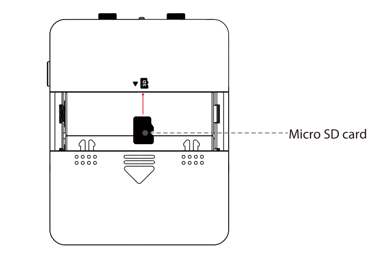 Inserting a microSD card into the PR-2 card slot inside the battery compartment