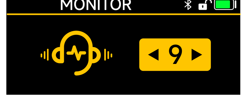 PR-2 MONITOR volume screen set to level 9