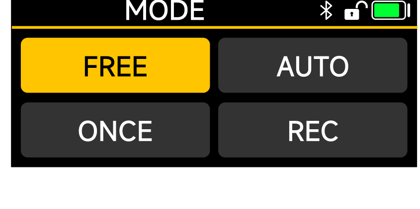 PR-2 timecode MODE selection: FREE, AUTO, ONCE, REC