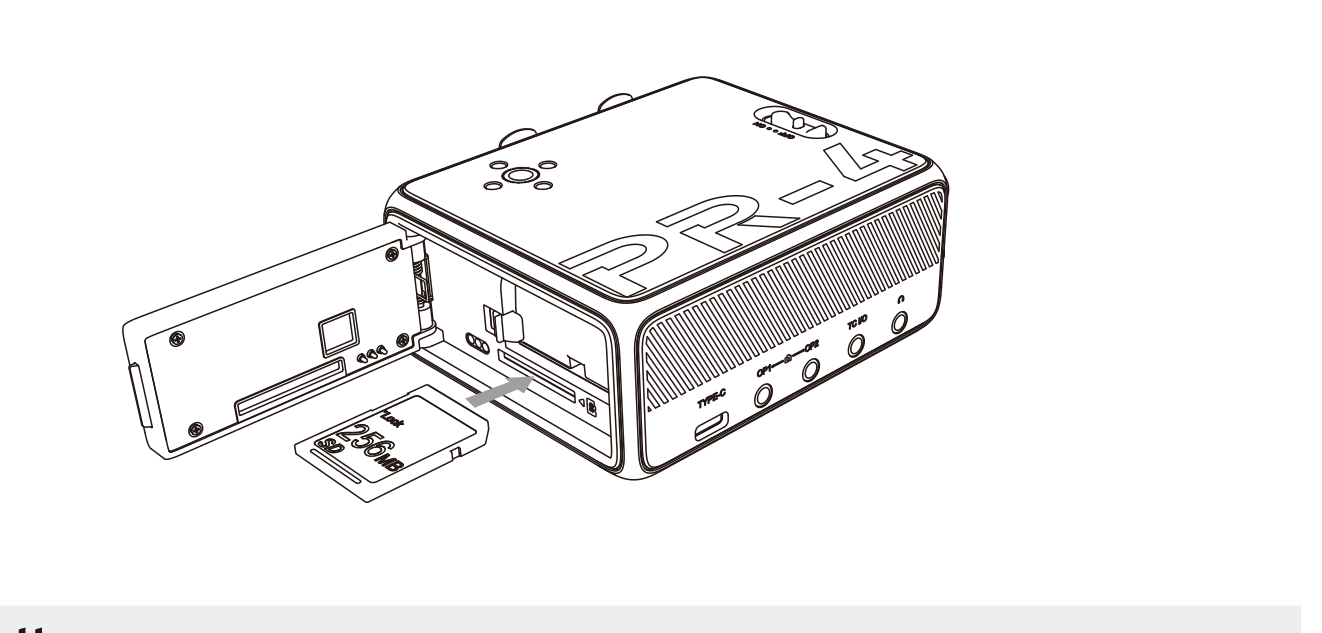 Inserting an SD card into the PR-4 rear compartment slot with the door open