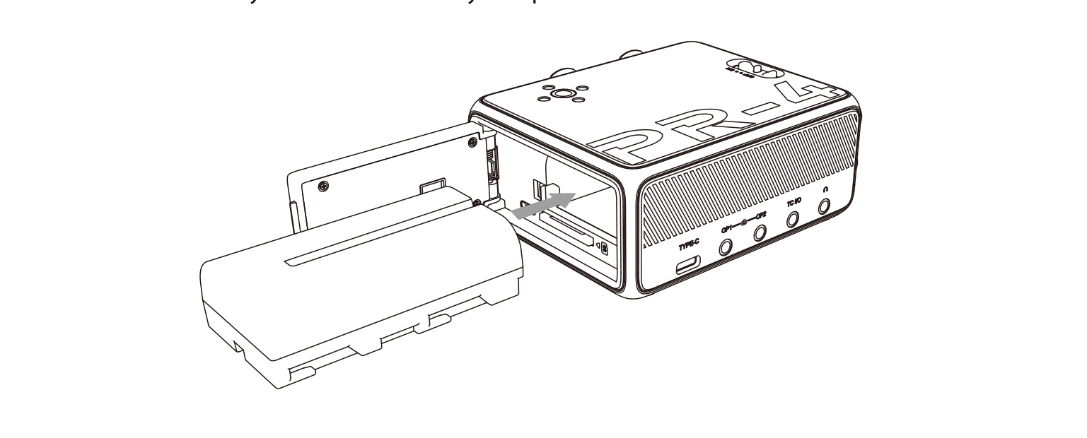 Installing an NP-F550 battery into the PR-4 rear battery compartment