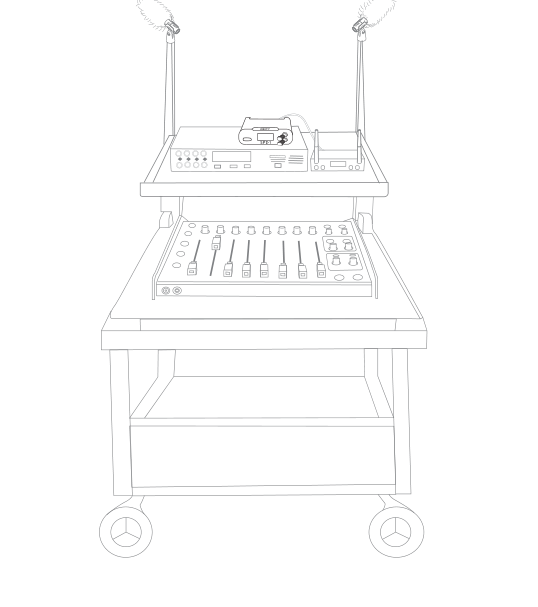 SPD-1 mounted on a small location sound cart