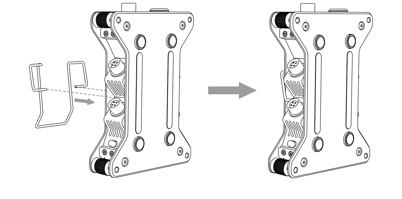 Sliding the steel wire back clip onto the back channels of the SPD mini